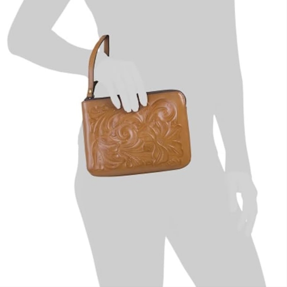 PATRICIA NASH Cassini Clutch/Wristlet Tooled Leather Gold NWT - Picture 3 of 10